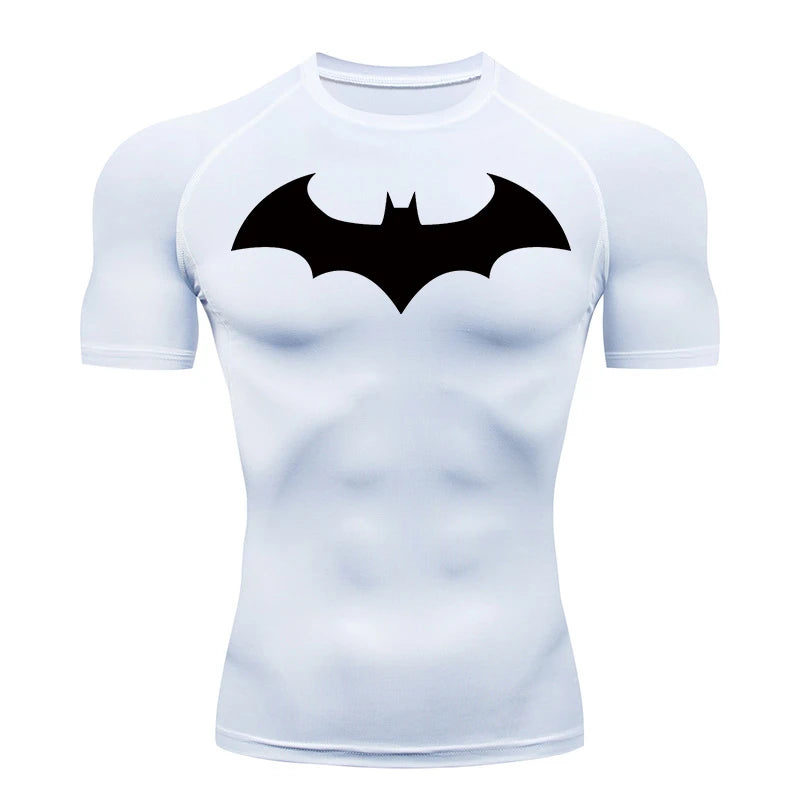 Camisetas de compresión con estampado de murciélago para hombre, rashguard de manga corta, camiseta de running para entrenamiento físico, camisetas deportivas de verano de secado rápido.