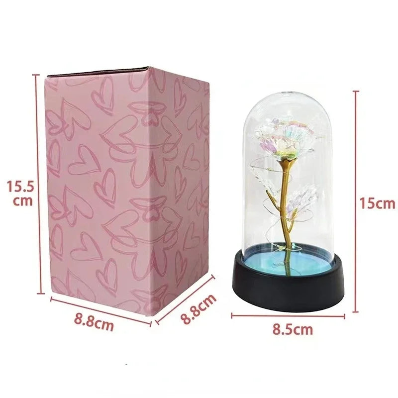 Künstliche Rosenblumen Valentinstagsgeschenk für die Freundin Ewige Rose LED-Licht Folienblume Hochzeitsdekoration
