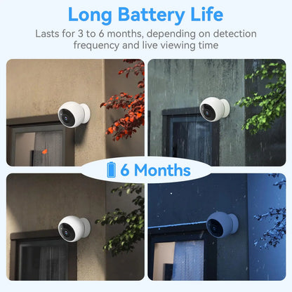 2K 5MP WLAN Heim-Sicherheitskamera Kabellose Außen-Magnetkamera Akku-Betriebene Kamera Überwachung KI-Bewegungserkennung Indoor HD-Kamera