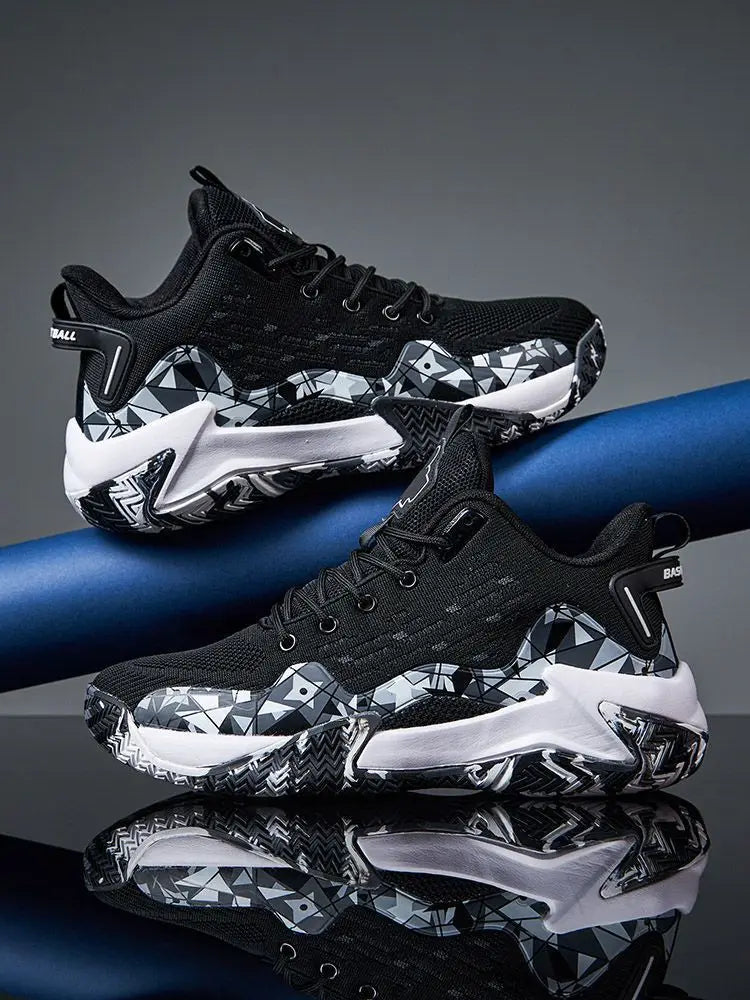 Hochwertige Herren-Basketballschuhe Marke Herren Sneakers Luxuriöses Design Mesh Atmungsaktive Sportschuhe High-Top Rutschfeste Freizeitschuhe