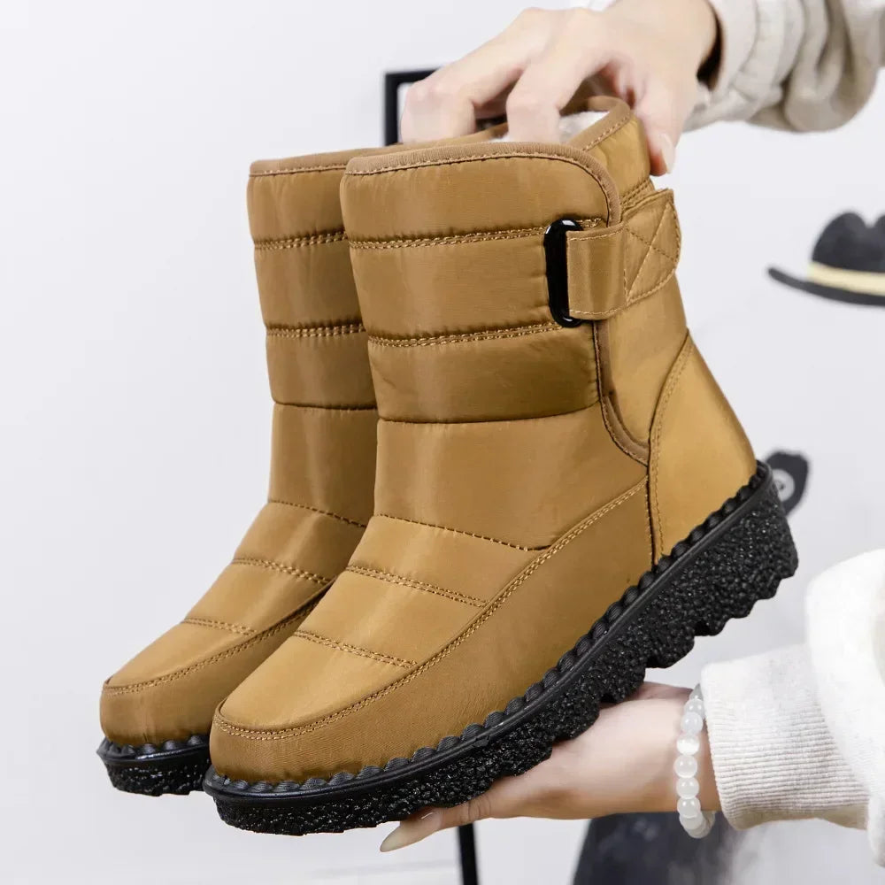 Wasserdichte Winterstiefel für Damen 2025 Neue Kunstfell-Langplüsch-Schneestiefel Damen Plateau-Schuhe Warme Baumwollstiefeletten für Paare
