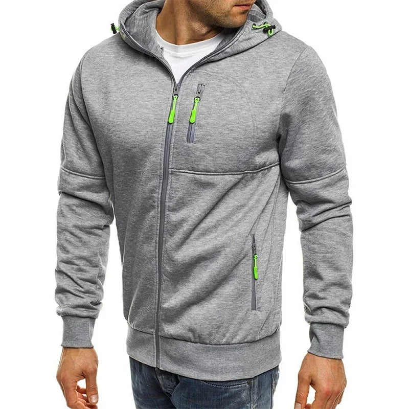 Herren Kapuzenpullover Langarm Sweatshirt Reißverschluss Design Kapuzenpullover für Männer Kleidung Sportbekleidung Schlanke Passform Freizeitjacke