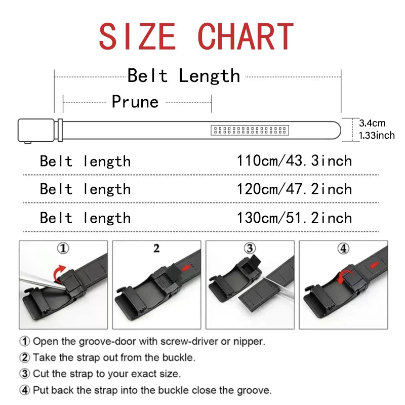 Hochwertiger Herren-Gürtel 110 cm 120 cm 130 cm Luxusgürtel, schwarzer Herren-Gürtel mit Automatikschließe für Jeans, Anzuggürtel