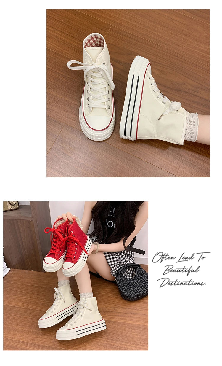 2026 Neue Mode Dicksohlige Kariert Nische INS Trendiges Design Lässige Vielseitige Dicksohlige Faltbare Canvas-Schuhe