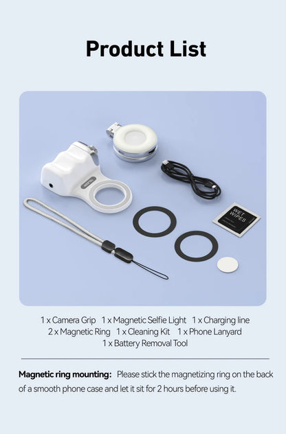 TELESIN Telefon Kamera Aufnahme Handgriff Magnetischer Smartphone-Halter Aufnahmehilfe Fernbedienung Griff für iPhone Android Handy