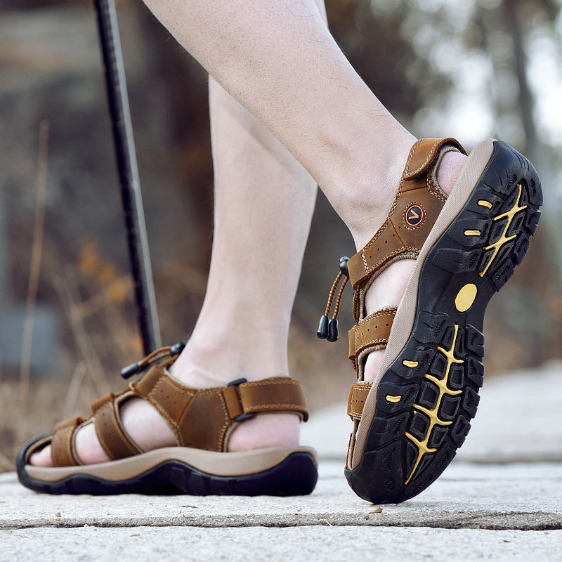 Sommer Herren Sandalen Kunstleder Herren Freizeitschuhe Outdoor Herren Ledersandalen für Herren Strandschuhe Große Größen 38-48