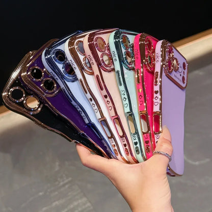 Side Love Elektrobeschichtetes Case für iPhone 17 Pro Max, 17 Air, 16, 15, 14 Plus, 13, 12, 11 Pro Max, 17Pro Max Cover, stoßfestes Bumper-Linsen-Case