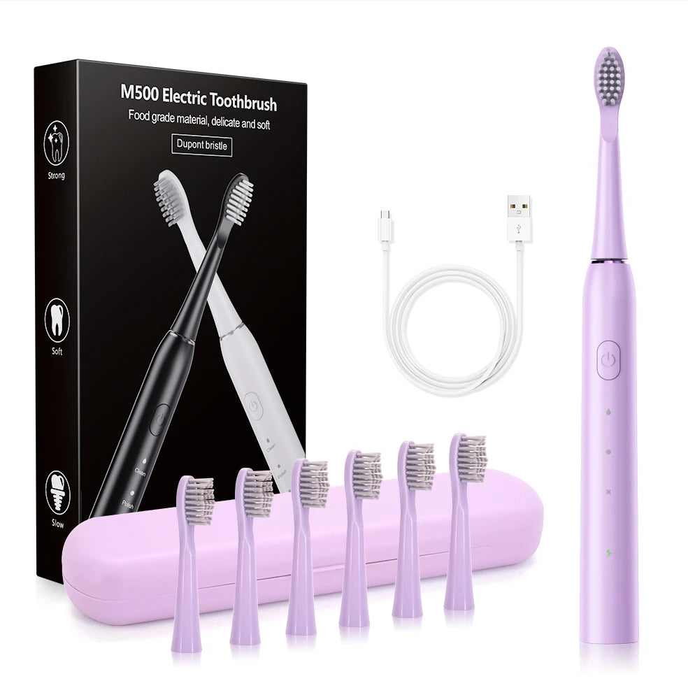 Sonic Elektrische Zahnbürsten für Erwachsene Smart-Timer Zahnbürste zur Zahnaufhellung IPX7 Wasserdicht 6 Austauschbare Bürstenköpfe Set