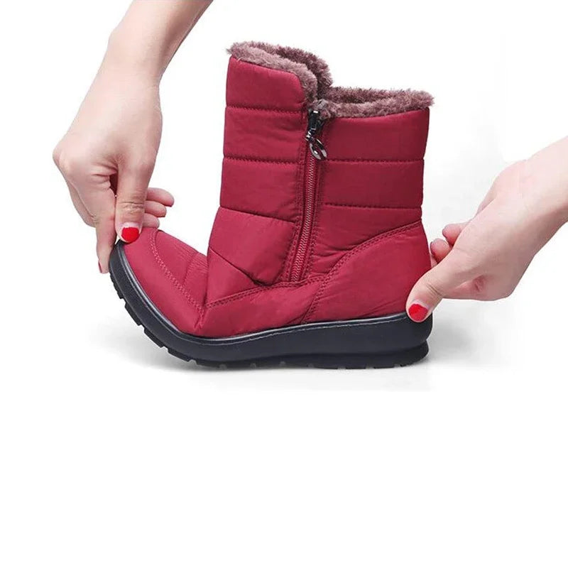 BEYARNE die neuen wasserdichten rutschfesten Winterstiefel plus Baumwoll-Velours-Schuhe für Frauen, warme große Größe 41 42 Schneestiefel E1068