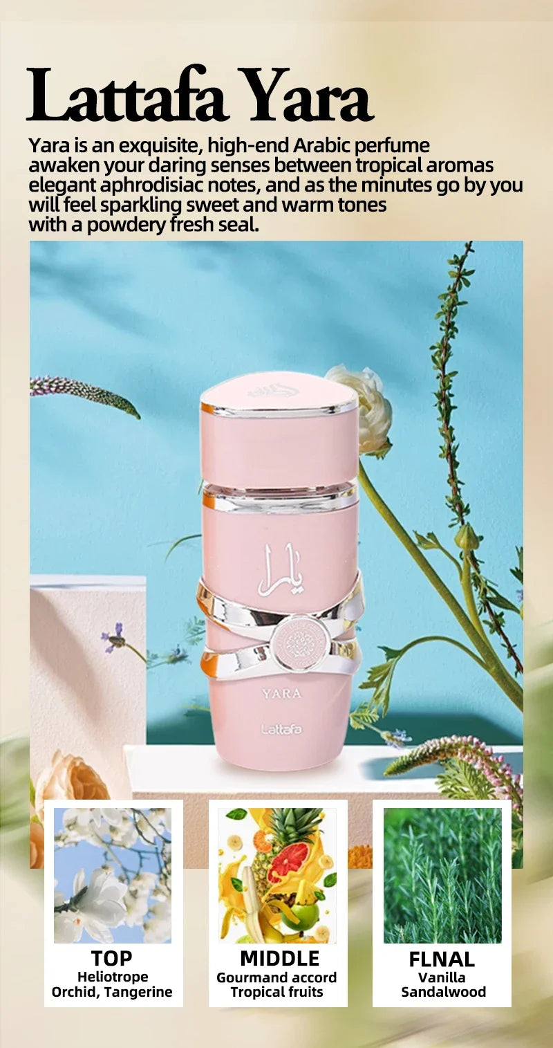 100ML Original Yara Parfüm für Frauen & Männer, Hochwertiges Arabisches Eau de Parfum Spray, Lang anhaltender Pheromon-Leichtduft