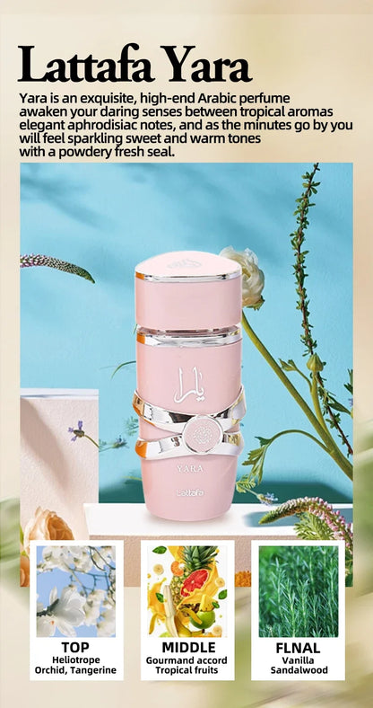 100ML Original Yara Parfüm für Frauen & Männer, Hochwertiges Arabisches Eau de Parfum Spray, Lang anhaltender Pheromon-Leichtduft