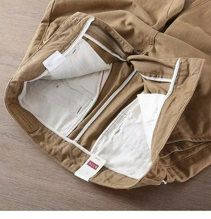 Neue Herren Frühling und Herbst Retro Komfort Gerade Hose Slacks  100% Baumwolle Modische Locker Freizeit Hose für Männer