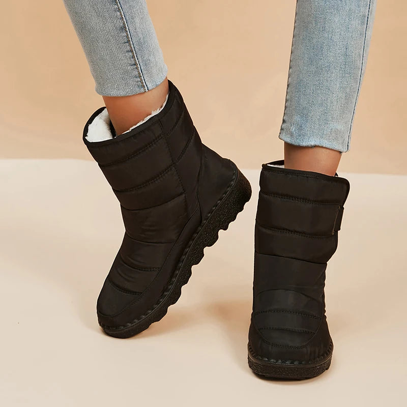 Wasserdichte Schneestiefel für Frauen Rutschfeste Warme Winterschuhe Damen Verdickte Plüschplattform Stiefeletten Gepolsterte Schuhe