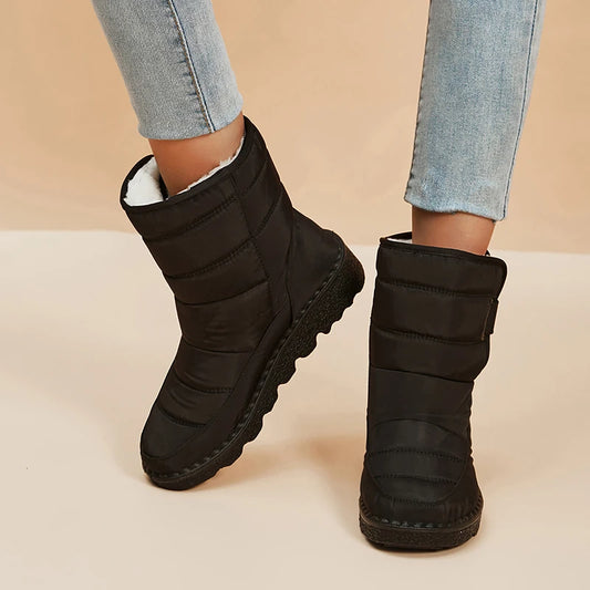 Wasserdichte Schneestiefel für Frauen Rutschfeste Warme Winterschuhe Damen Verdickte Plüschplattform Stiefeletten Gepolsterte Schuhe