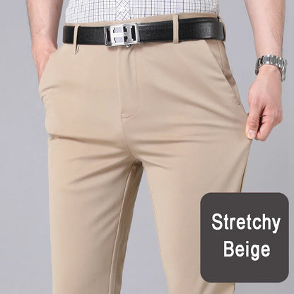 Herrenhose Stretch Einfarbig Schwarz Smart-Casual Herrenhose Büro Schnell trocknend Anzughose Neue Frühling-Herbst Koreanische gerade Hose