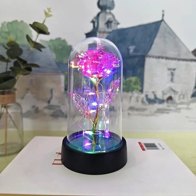Künstliche Rosenblumen Valentinstagsgeschenk für die Freundin Ewige Rose LED-Licht Folienblume Hochzeitsdekoration