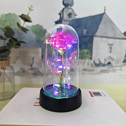Künstliche Rosenblumen Valentinstagsgeschenk für die Freundin Ewige Rose LED-Licht Folienblume Hochzeitsdekoration