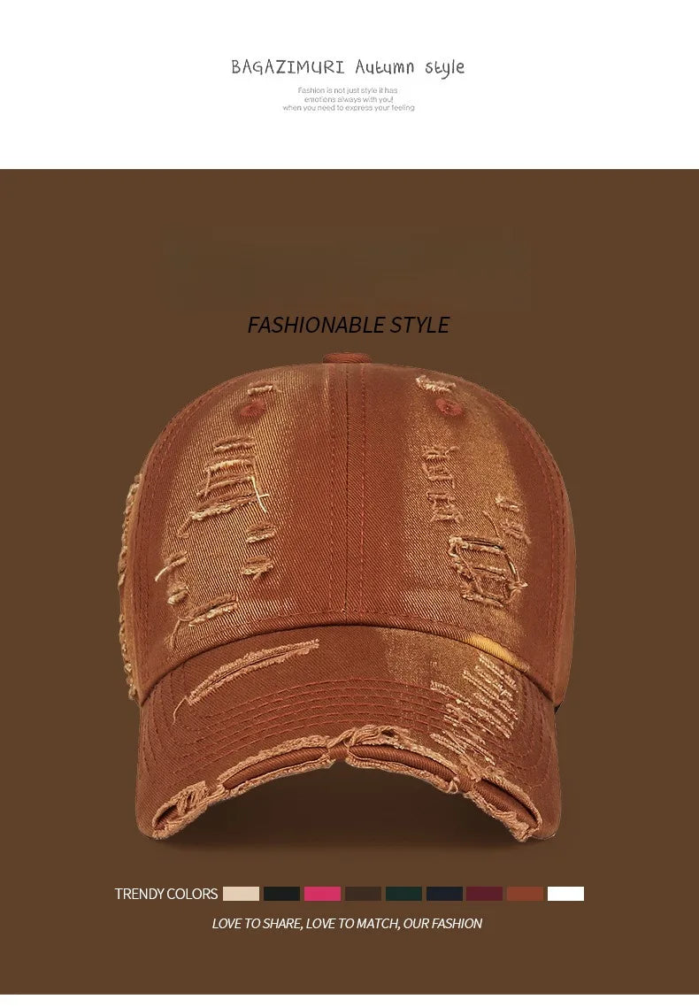 Coole Mode Damen Herren Ripped Denim Baumwoll Baseballcap Unisex  Für Damen und Herren