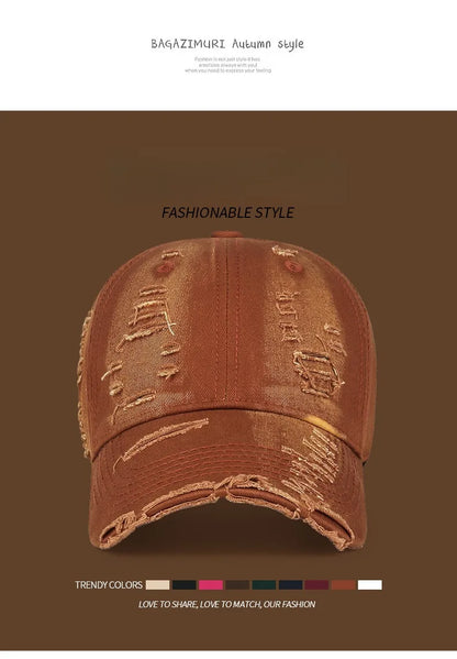 Coole Mode Damen Herren Ripped Denim Baumwoll Baseballcap Unisex  Für Damen und Herren