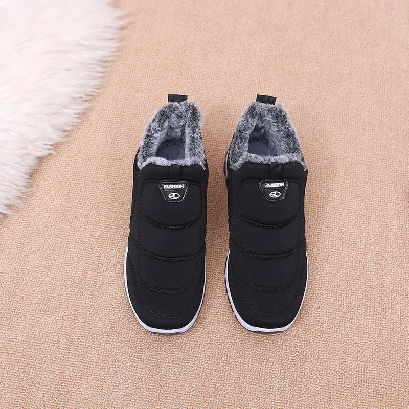 Winter Dickes Fleece Gefüttertes Leder Oberflächen Anti-Rutsch Warme Baumwollschuhe für Frauen Bequeme Flache Schuhe