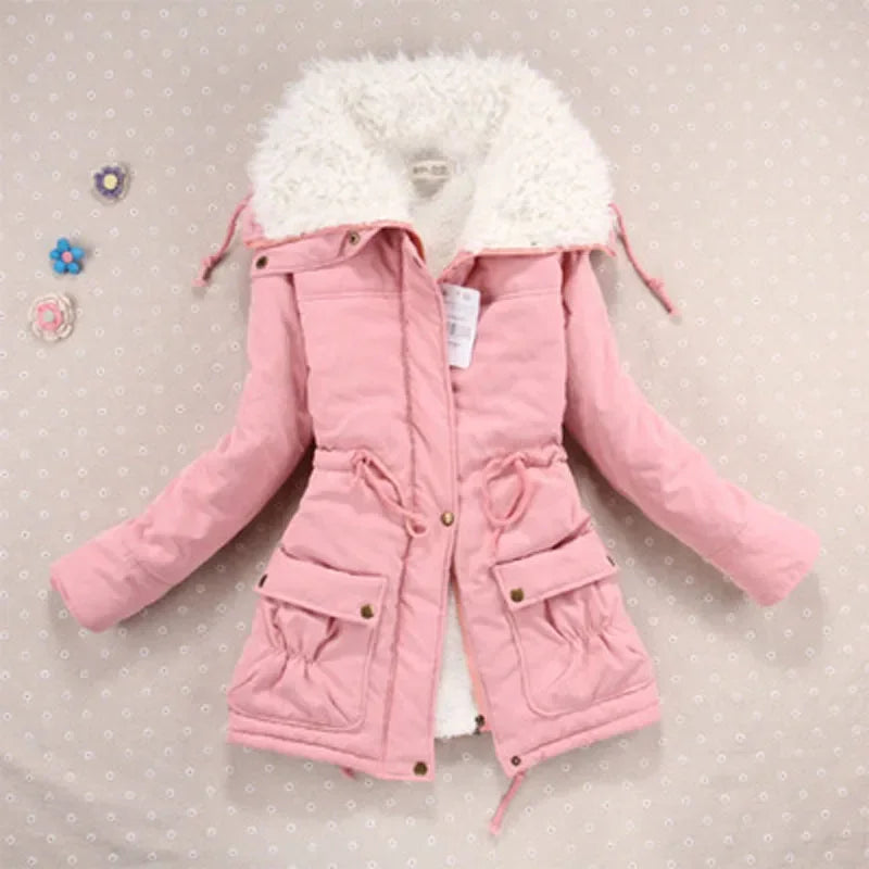 Mädchen Winterjacken Verdickte Kapuzen Lange Daunenjacke Mäntel Schlanke Passform Jacke mit Fellkragen Baumwollgefütterte Kleidung Daunenmäntel