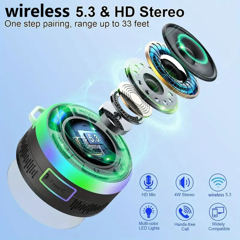 2025 Neuer kabelloser Lautsprecher IPX7 wasserdicht S3 bunte LED-Beleuchtung Starker Bass Soundguru S3 Bluetooth-Lautsprecher wasserdicht mit Mikrofon