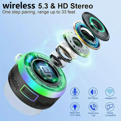 2025 Neuer kabelloser Lautsprecher IPX7 wasserdicht S3 bunte LED-Beleuchtung Starker Bass Soundguru S3 Bluetooth-Lautsprecher wasserdicht mit Mikrofon