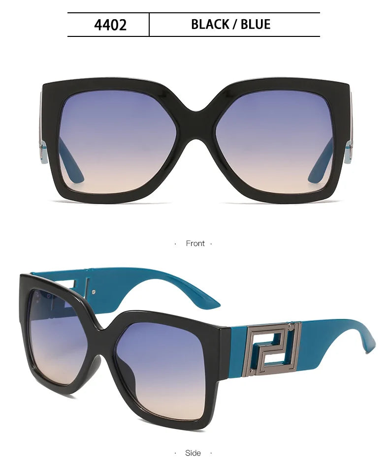 Luxusmarken-Design Übergroße Damen-Sonnenbrillen, quadratische Retro-Sonnenbrillen mit Farbverlauf.