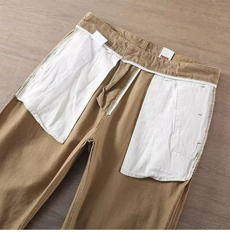 Neue Herren Frühling und Herbst Retro Komfort Gerade Hose Slacks  100% Baumwolle Modische Locker Freizeit Hose für Männer