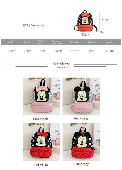 Disney Cartoon-Rucksack für Babys Jungen und Mädchen Minnie Mickey Mouse Kinder Süßer Schulranzen Kindergarten-Rucksack Geschenk für Kinder