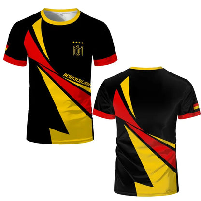 2026 Neues Deutschland T-Shirt mit Flaggendruck T-Shirt für Männer und Frauen, Schnell trocknend, Fußballtraining, Freizeit- und Straßenkleidung, Kurzarm-Sporttop