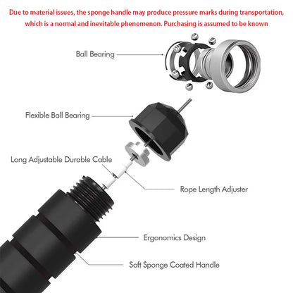 Mit Kugellagern, verstellbarem, verknotungsfreiem Speed-Wire-Springseil mit Schaumbgriffen für Fitness, Heimtraining und einen schlanken Körper