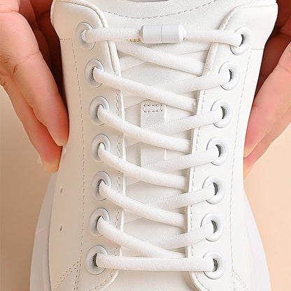Elastische Schnürsenkel ohne Binden Halbrunde Schnürsenkel für Kinder- und Erwachsenensneaker Schnürsenkel Schnell und Bequem Metallverschluss Schnürsenkel