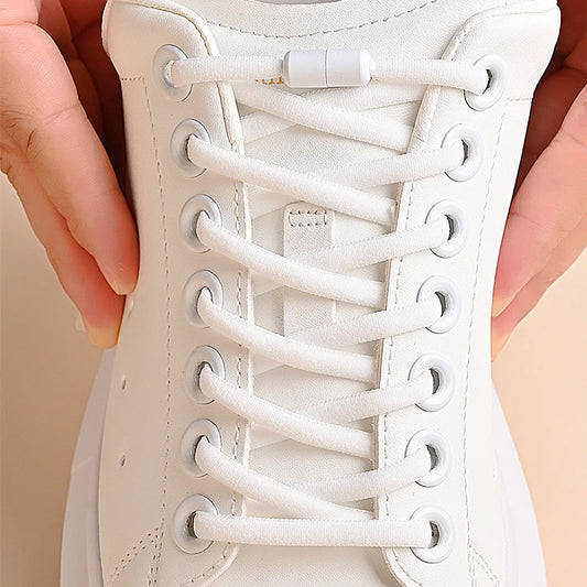 Elastische Schnürsenkel ohne Binden Halbrunde Schnürsenkel für Kinder- und Erwachsenensneaker Schnürsenkel Schnell und Bequem Metallverschluss Schnürsenkel