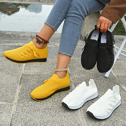 Damen Freizeitschuhe Mode Atmungsaktive Laufnetz-Flats Sneaker