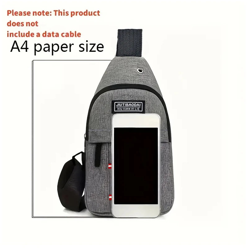 Herren Funktionale Brusttasche, Geeignet für Geschäftsreisen und Reisen, Einzelschultertasche, Einlagige Tasche, Nylonmaterial