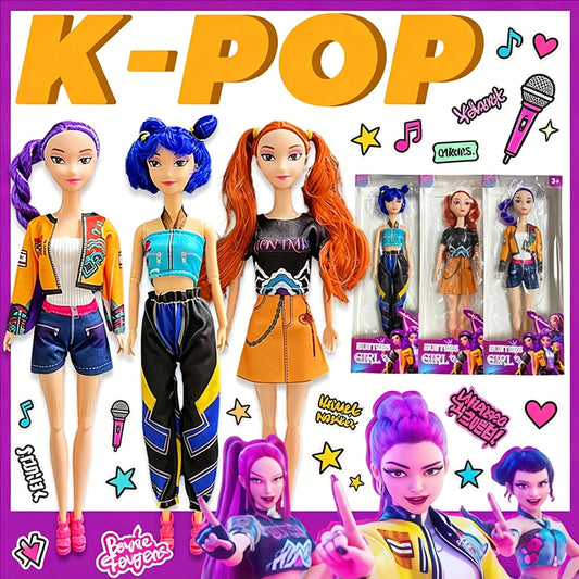 30cm K-Pop Dämonenjäger Anime Kpop Mädchen Gruppe Cartoon Rumi Zoey Mira Action-Figuren Vinyl-Figuren Modellpuppen Mädchen Weihnachtsgeschenk / Geburtstag