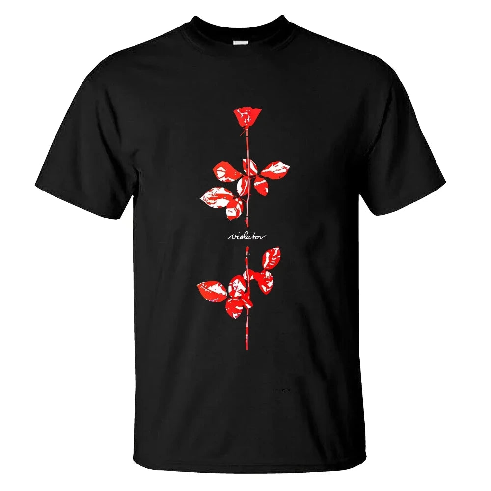 Herren-T-Shirt Rose Tops Schwarz von Depeche Mode T-Shirt Lässig Oversized Männlich Lässige Grafik Streetwear Unisex