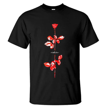 Herren-T-Shirt Rose Tops Schwarz von Depeche Mode T-Shirt Lässig Oversized Männlich Lässige Grafik Streetwear Unisex