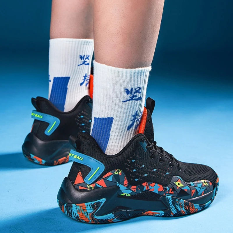 Hochwertige Herren-Basketballschuhe Marke Herren Sneakers Luxuriöses Design Mesh Atmungsaktive Sportschuhe High-Top Rutschfeste Freizeitschuhe