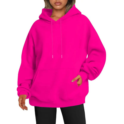 Übergroßer Hoodie Sweatshirt mit fallender Schulter und Bündchen  Damen Herbst dicker Hoodie Lässiger Streetwear-Stil