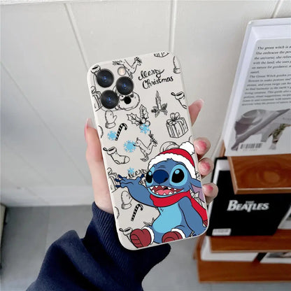 Funda de silicona con diseño navideño de Disney para iPhone 17, 16, 15, 14, 13, 12 y 11 Pro Max. Funda para iPhone 17, Air, 16 Plus, 16E y X.