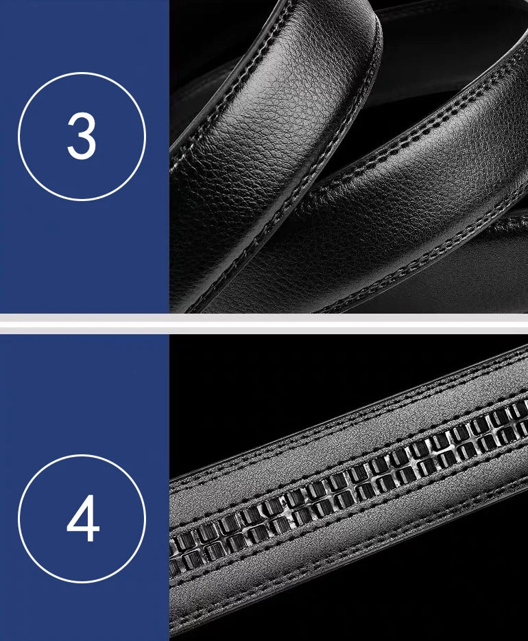 Hochwertiger Herren-Gürtel 110 cm 120 cm 130 cm Luxusgürtel, schwarzer Herren-Gürtel mit Automatikschließe für Jeans, Anzuggürtel