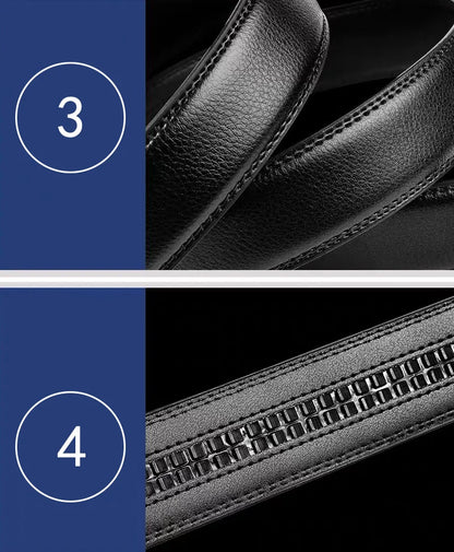 Hochwertiger Herren-Gürtel 110 cm 120 cm 130 cm Luxusgürtel, schwarzer Herren-Gürtel mit Automatikschließe für Jeans, Anzuggürtel