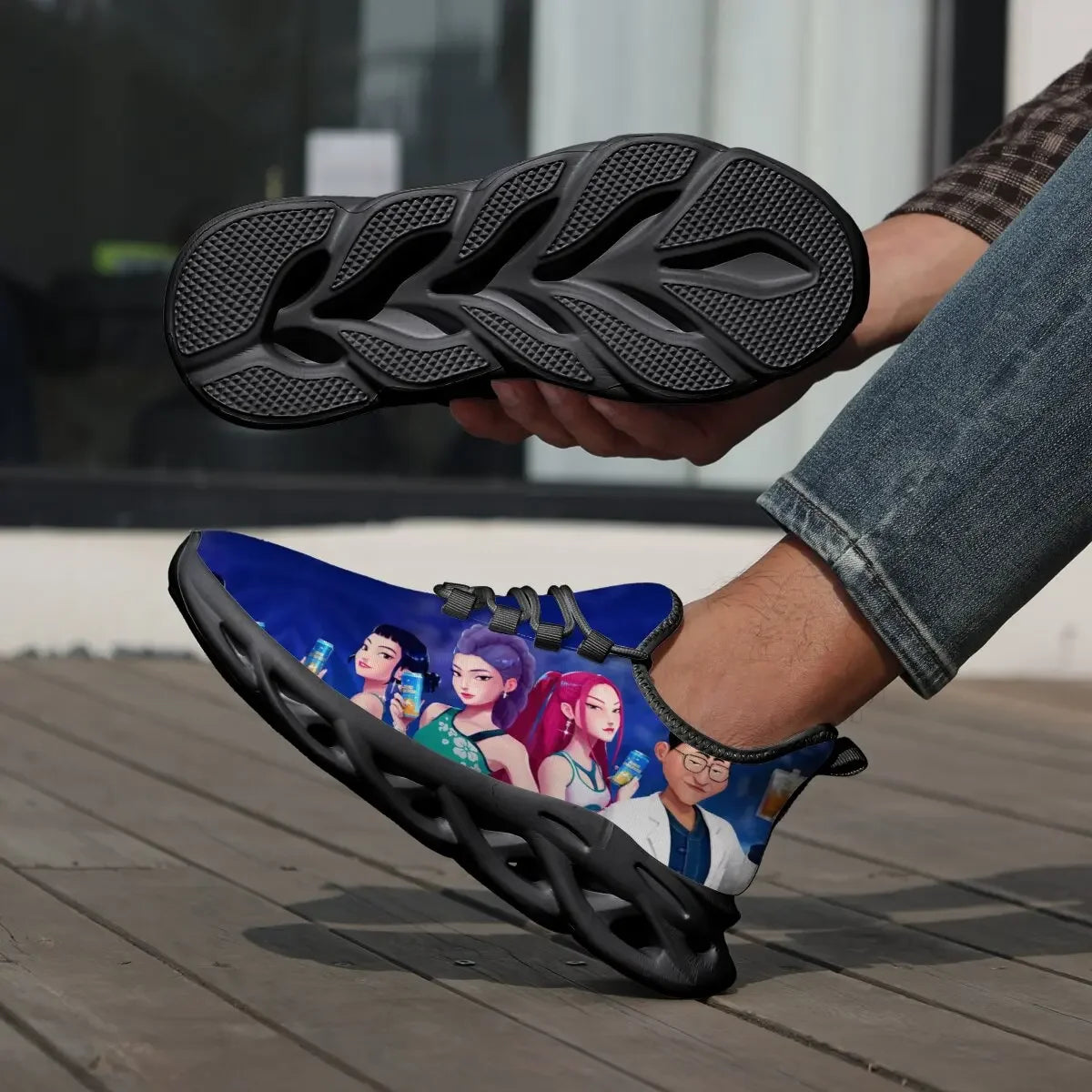 Kinderschuhe für Eltern-Kind im Frühling mit KPop Cartoon-Charakter-Aufdruck, leichte Sneakers, atmungsaktiv, flacher Absatz, Schnürschuhe, Freizeitschuhe