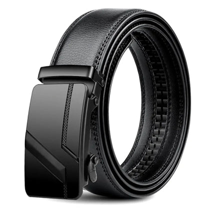 Hochwertiger Herren-Gürtel 110 cm 120 cm 130 cm Luxusgürtel, schwarzer Herren-Gürtel mit Automatikschließe für Jeans, Anzuggürtel