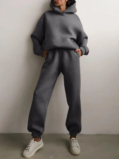 Großformat modisches Sweatshirt mit langen Ärmeln und Hosen-Set Herbst/Winter Damen Freizeitbekleidung Zweiteiliger Anzug Bequeme Plus-Size...