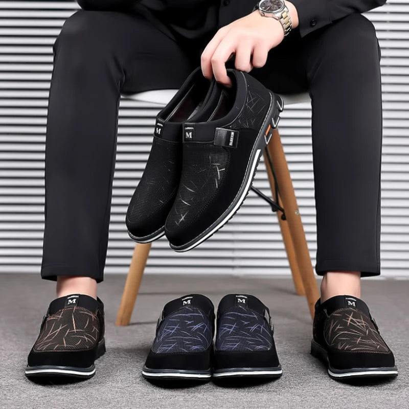 Business-Lederschuhe für Herren 2025 Neue Komfort-Trend Flache Arbeitsschuhe Freizeit-Mokassins Sneaker zum Hineinschlüpfen Große Herren-Loafer