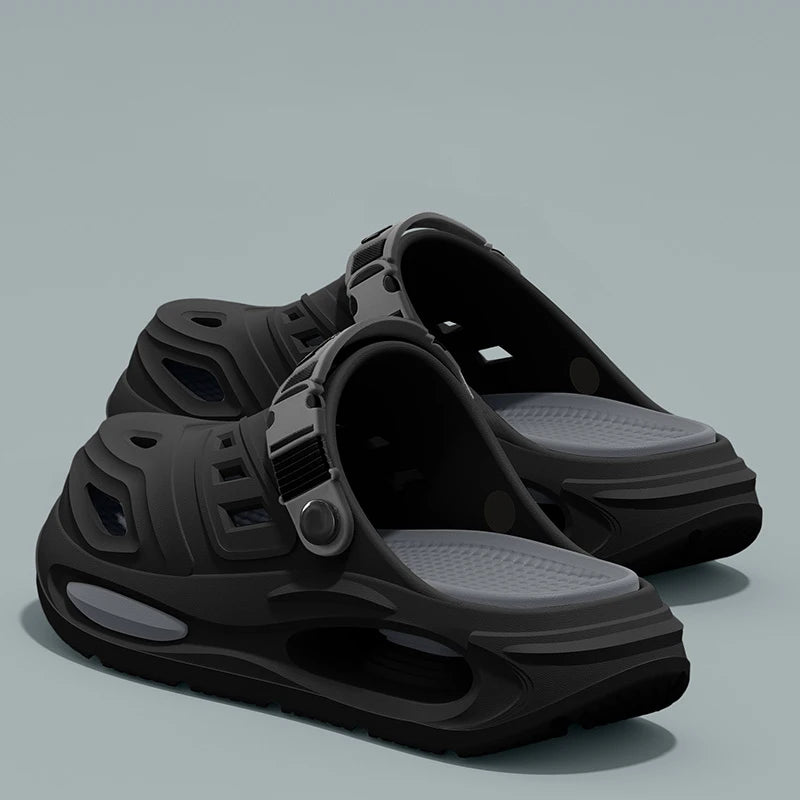 Sommer Herren- und Damen-Höhlenschuhe Mode Atmungsaktive Sandalen mit herausnehmbaren Einlegesohlen Rutschfeste Gepolsterte Verdickte Hausschuhe