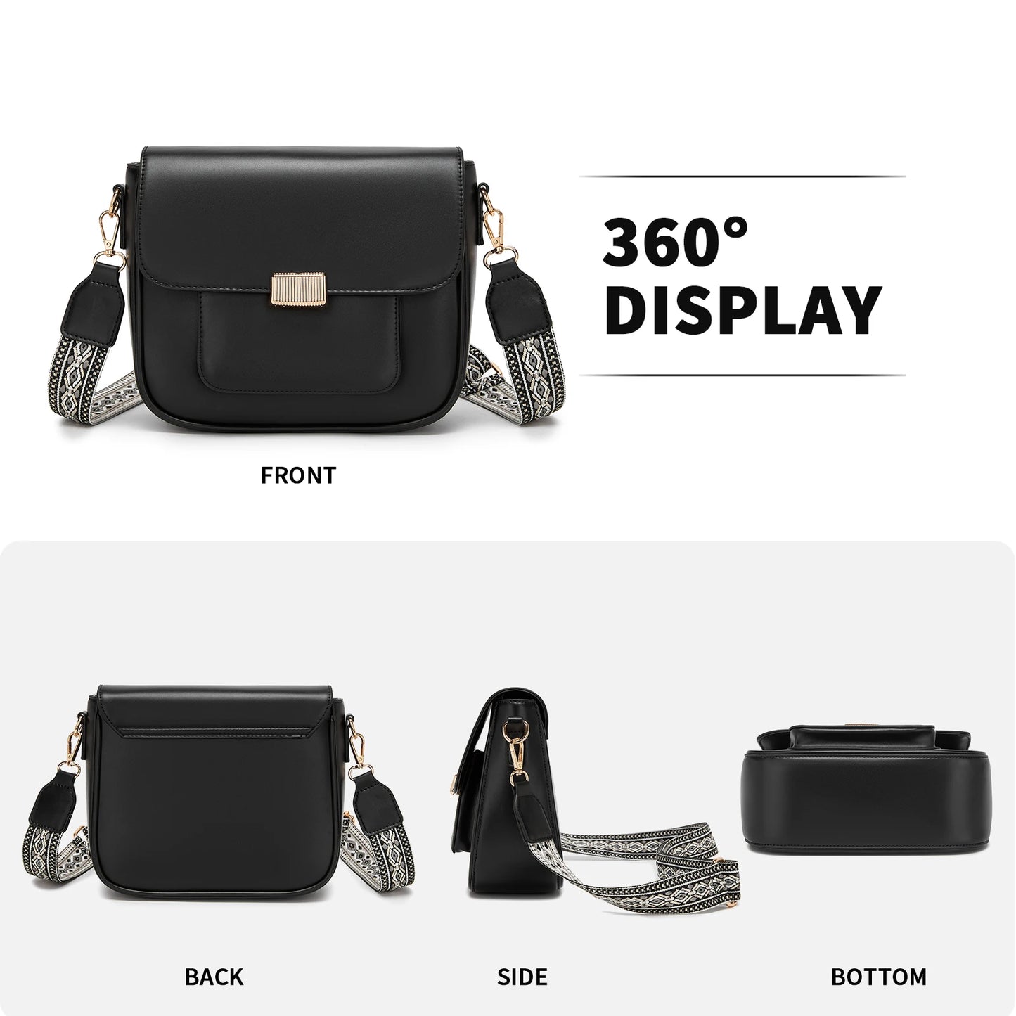 Miss Lulu DAMEN Umhängetasche Medium Schultertasche mit abnehmbarem Riemen für Frauen Mehrfarbig